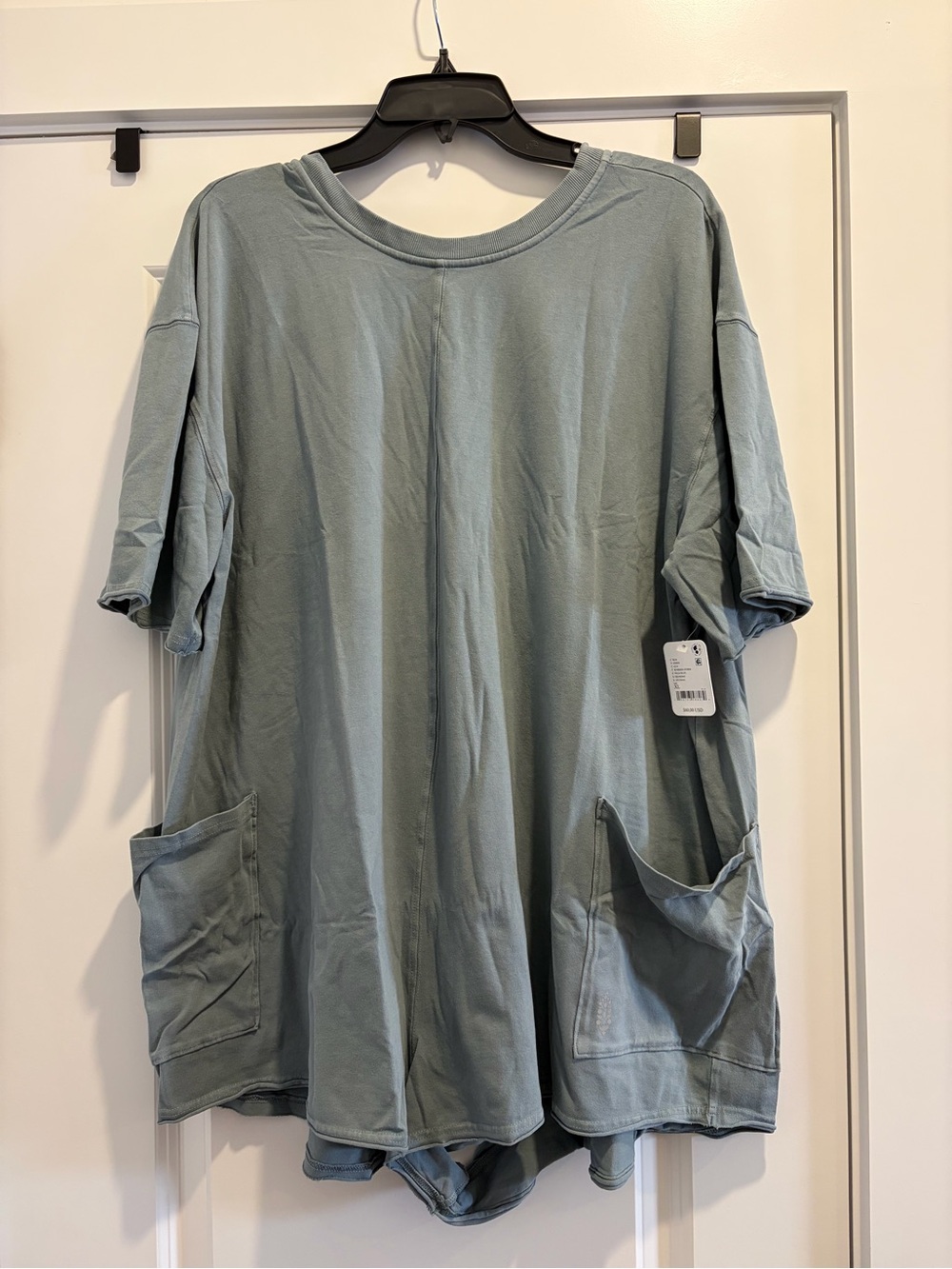Free People FP movement Hot Shot tee romper grey blue NWT